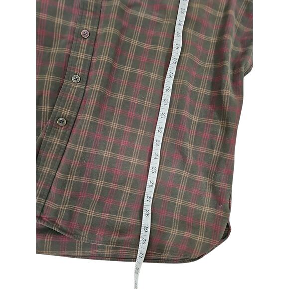 LL Bean Shacket Made in USA 1970-1990 Green Plaid Size  100% Cotton Heavy - Picture 7 of 8